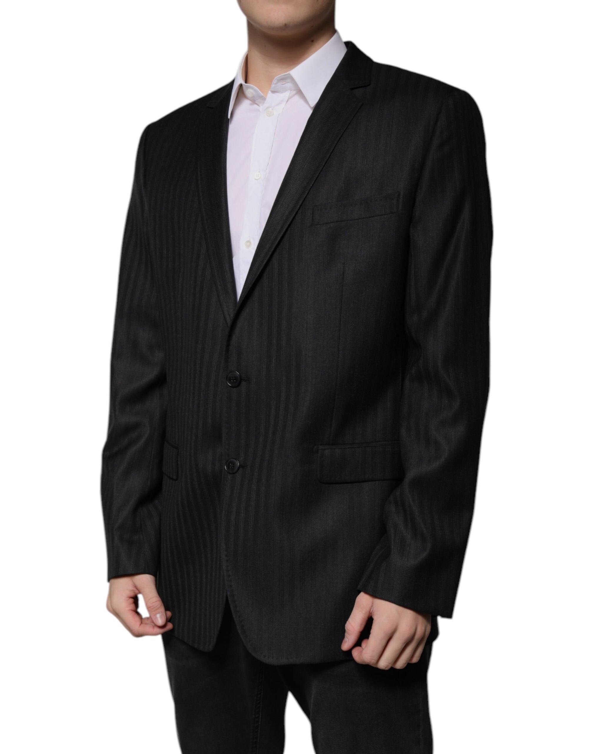 Dolce & Gabbana Black Striped Single-Breasted Wool Blazer