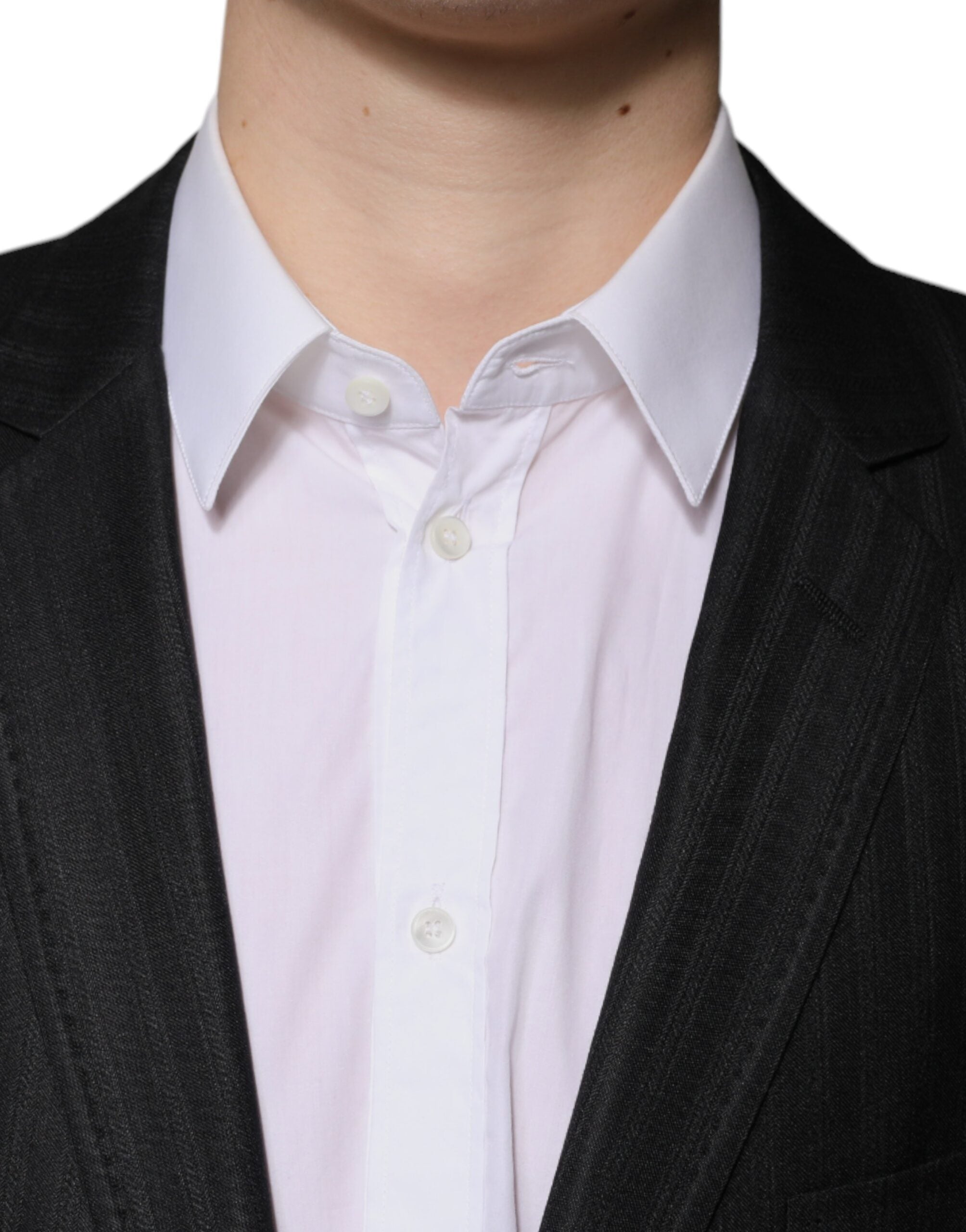 Dolce & Gabbana Black Striped Single-Breasted Wool Blazer