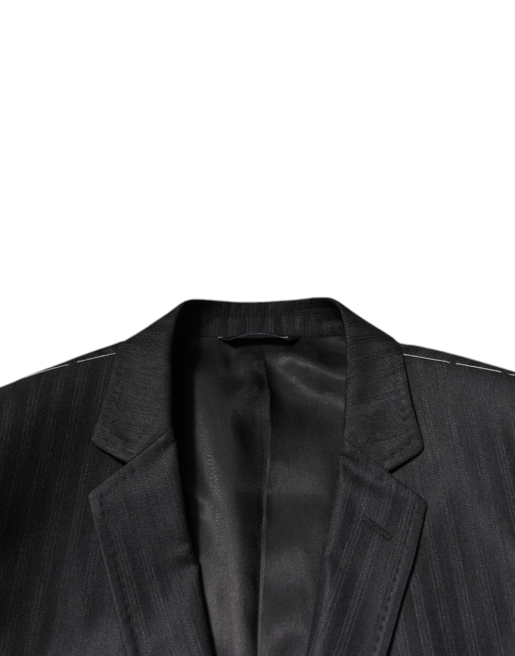 Dolce & Gabbana Black Striped Single-Breasted Wool Blazer