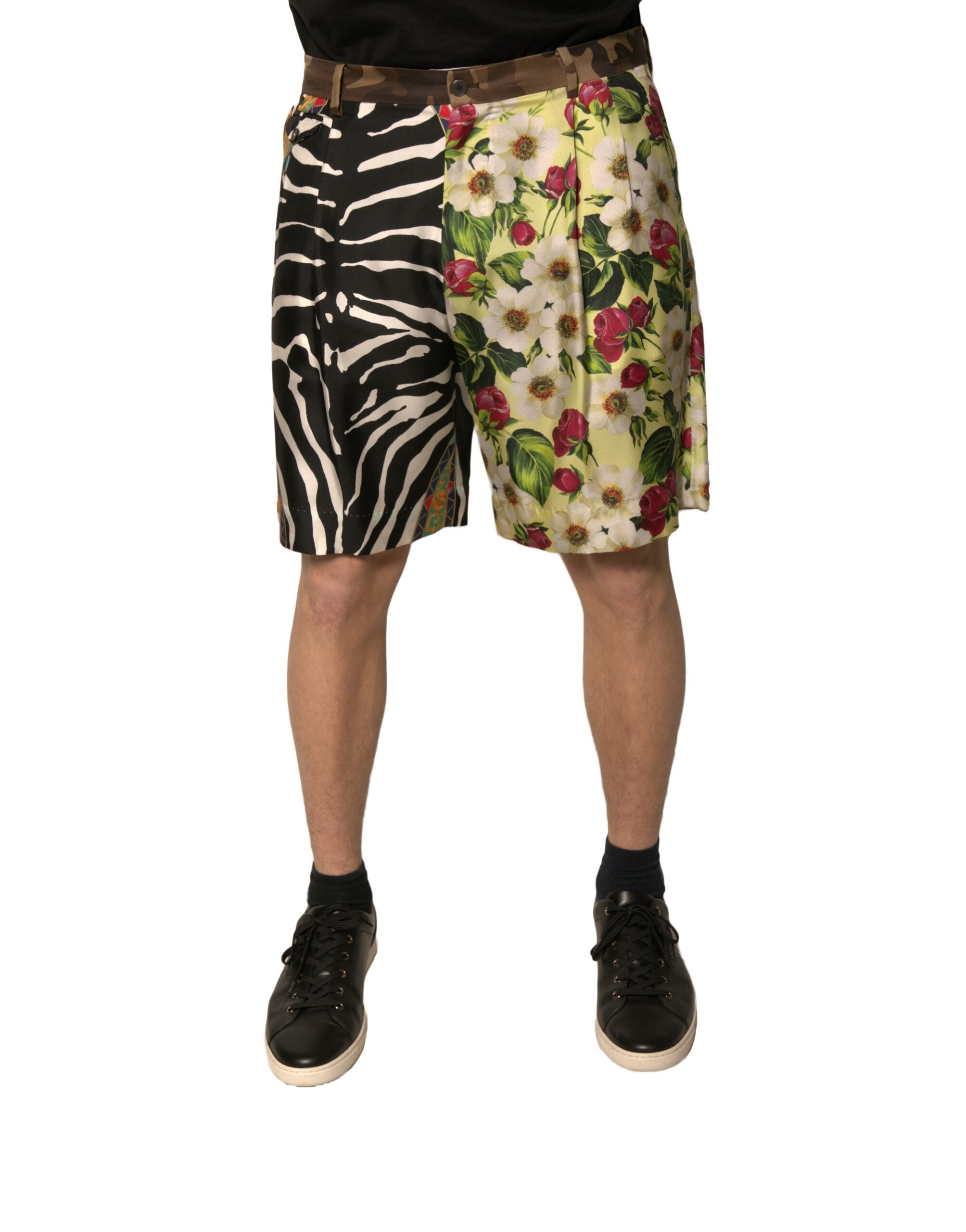 Dolce & Gabbana Multicolor Patchwork Silk Men's Chino Shorts