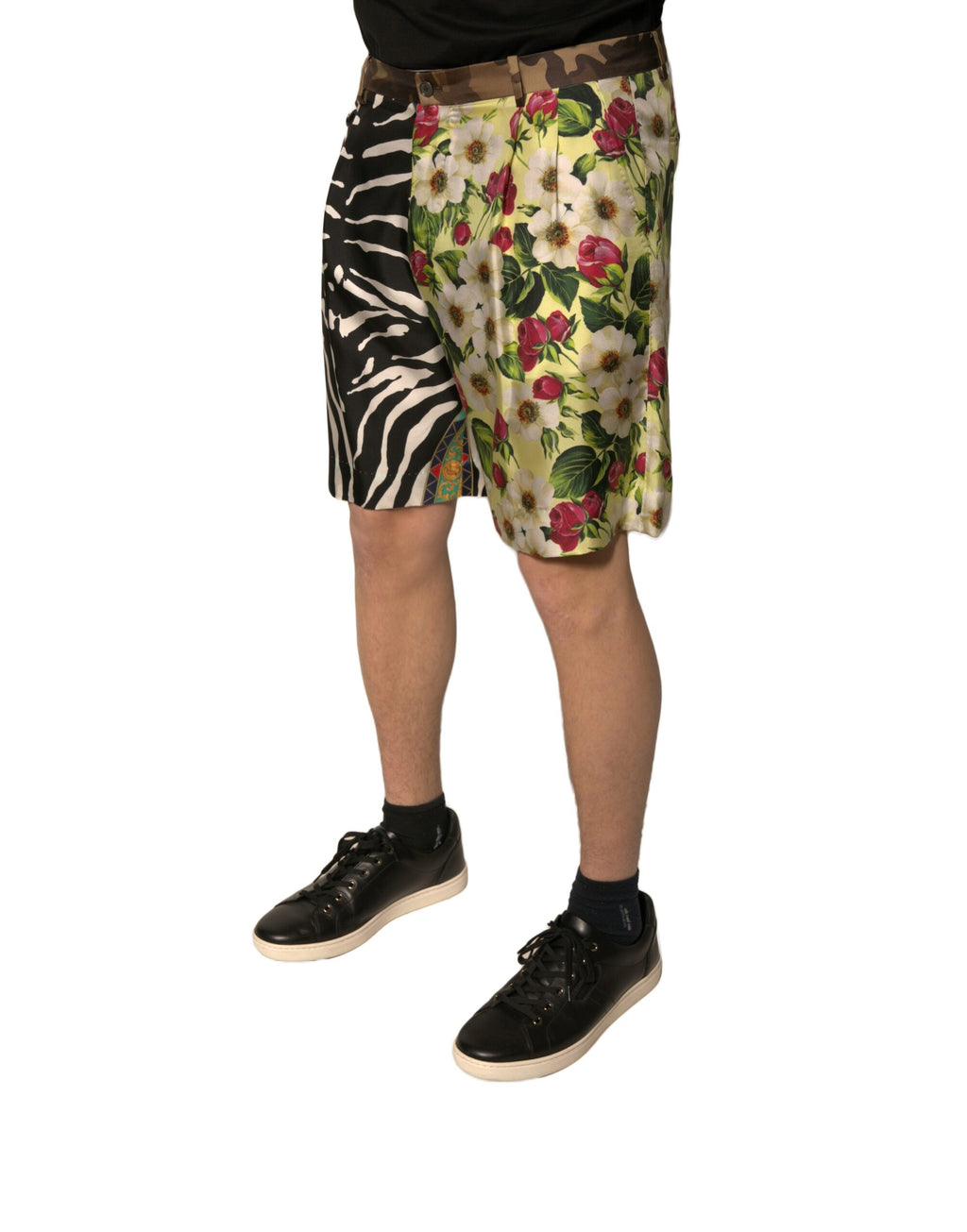 Dolce & Gabbana Multicolor Patchwork Silk Men's Chino Shorts