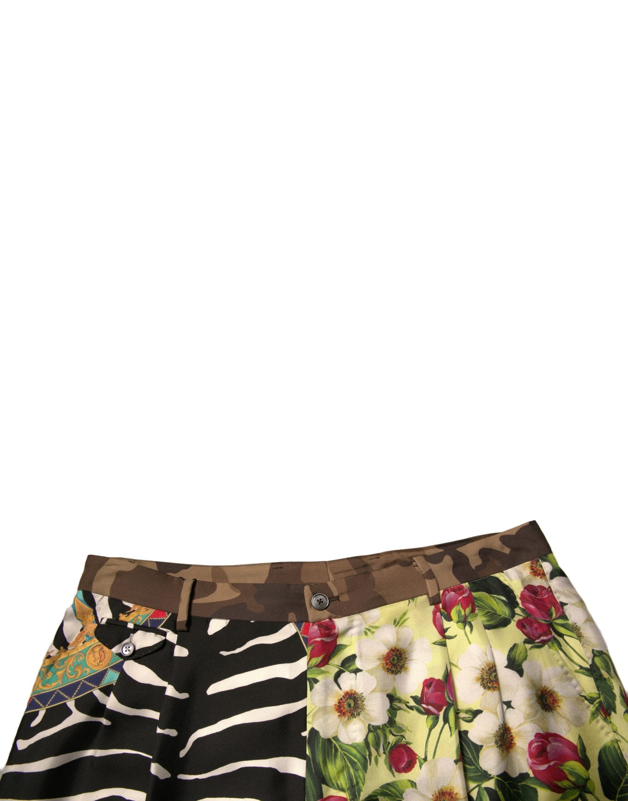 Dolce & Gabbana Multicolor Patchwork Silk Men's Chino Shorts