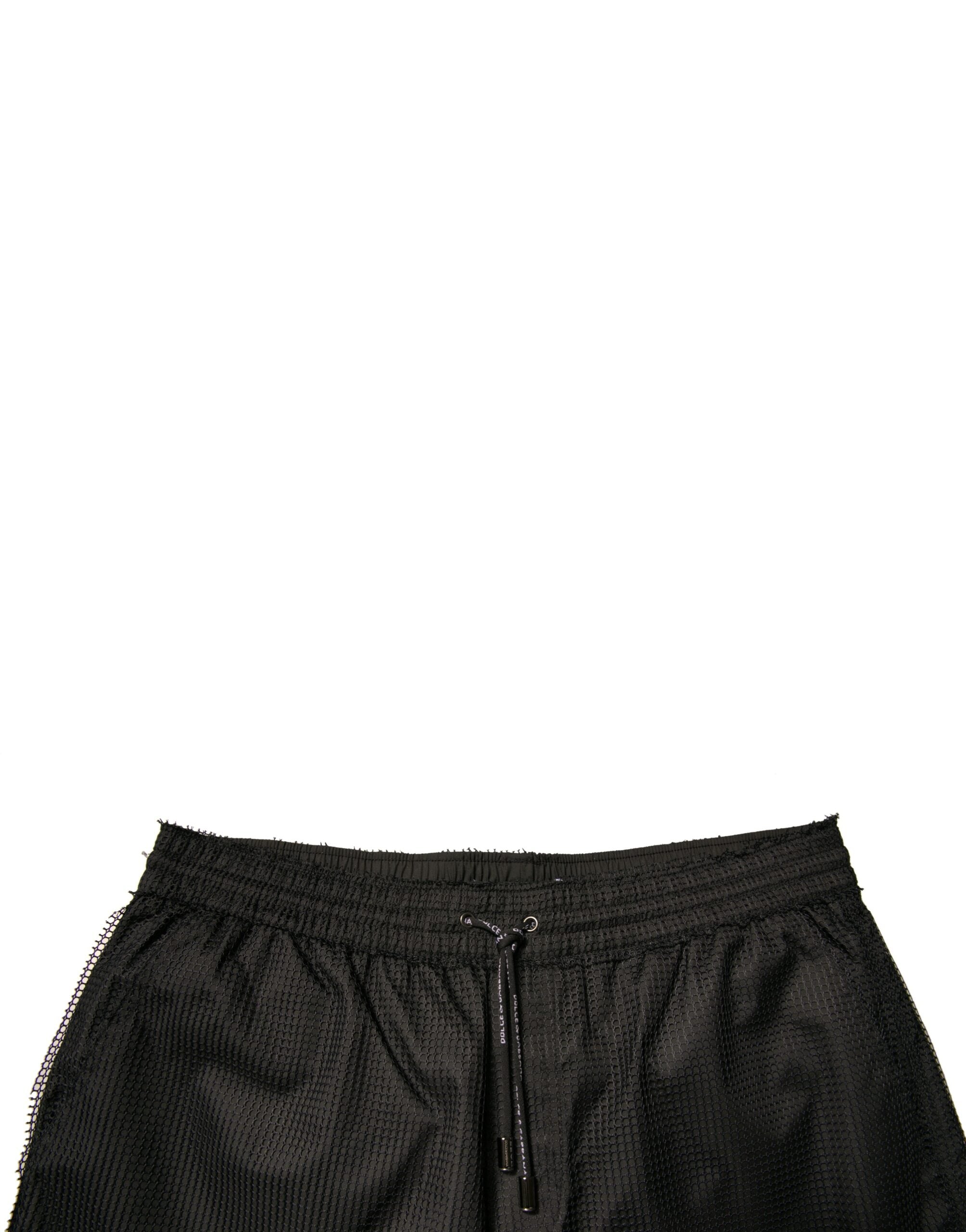 Dolce & Gabbana Black Mid-Rise Polyester Jersey Shorts
