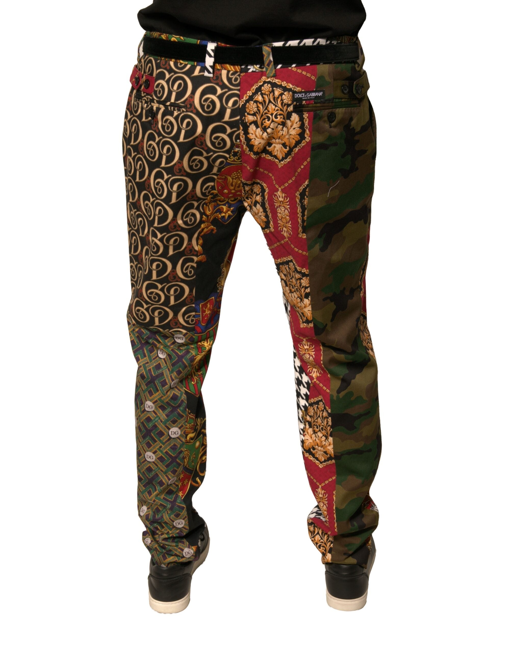Dolce & Gabbana Multicolor Patchwork Männer Kleiderhosen