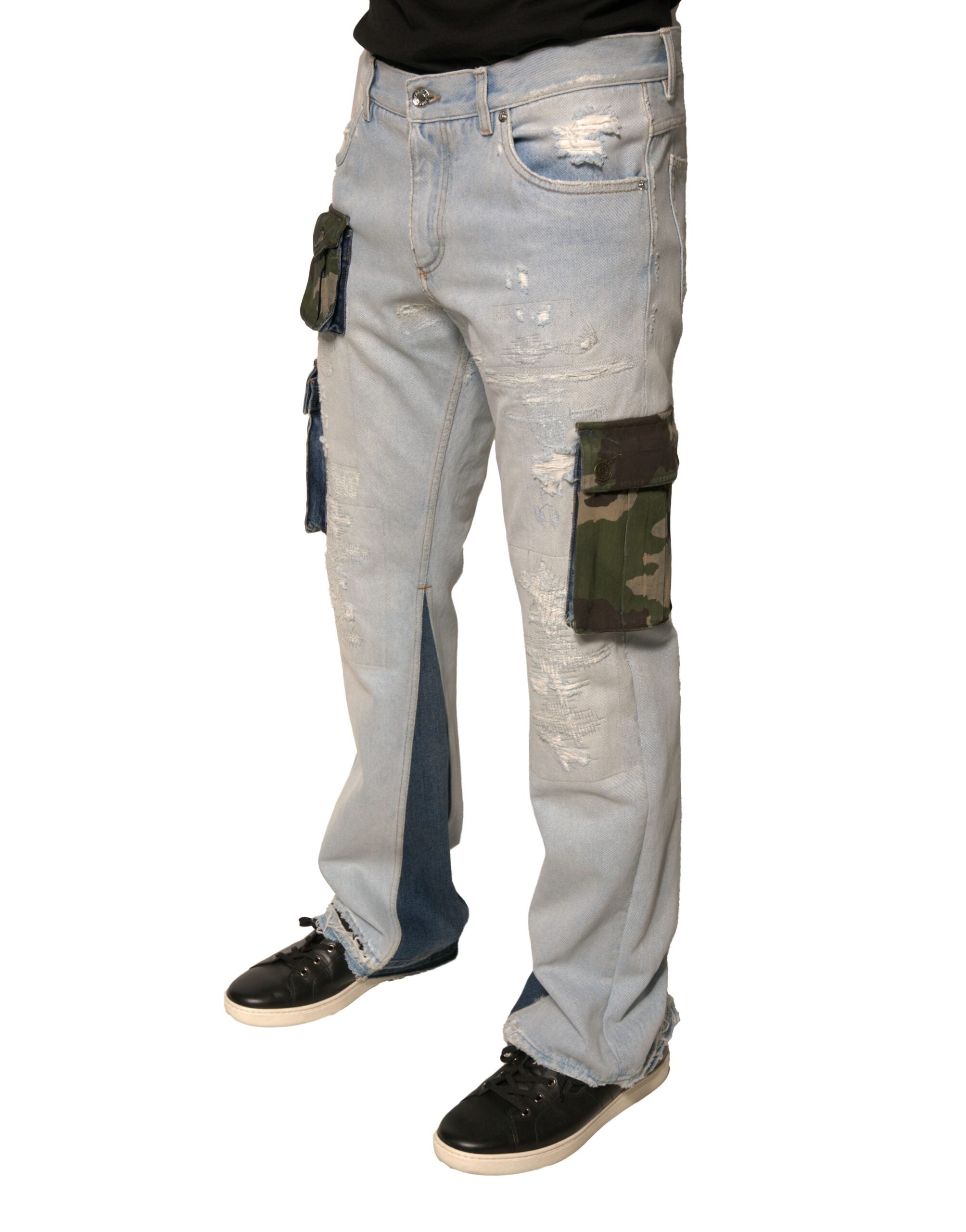 Dolce & Gabbana Hellblaue Cotton Cargo Straight Denim Jeans
