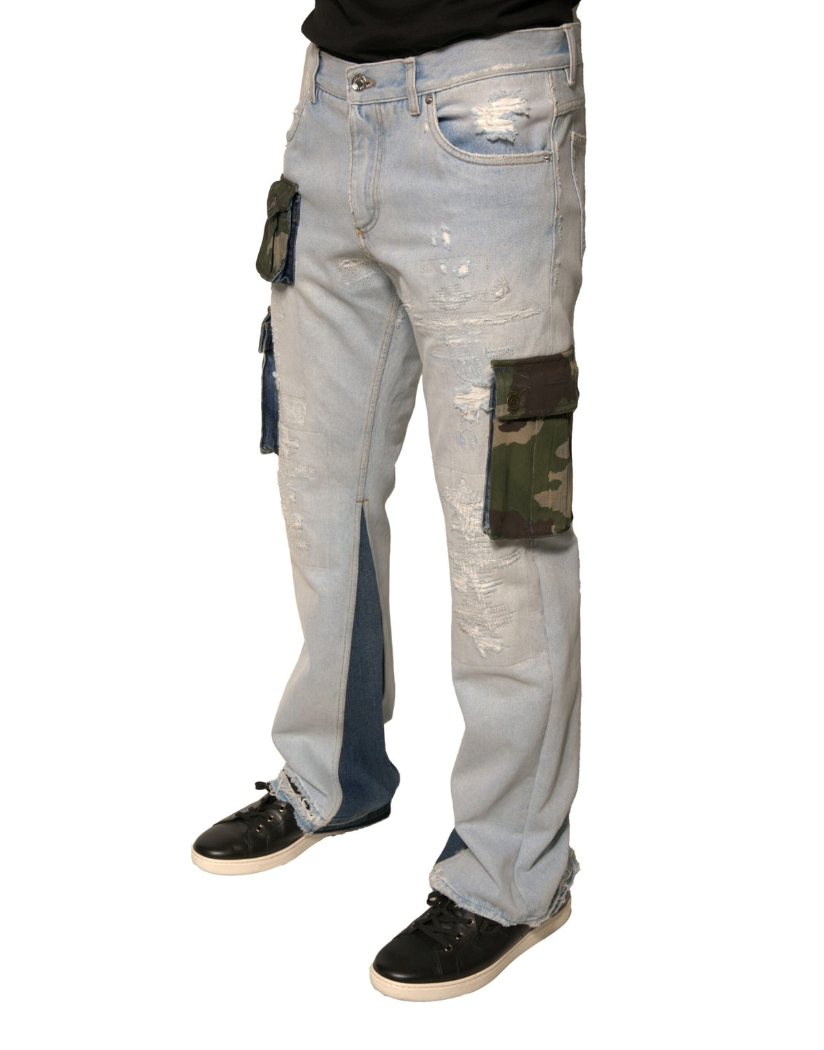 Dolce & Gabbana Hellblaue Cotton Cargo Straight Denim Jeans