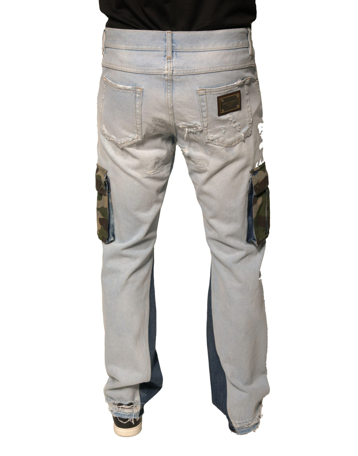 Dolce & Gabbana Hellblaue Cotton Cargo Straight Denim Jeans