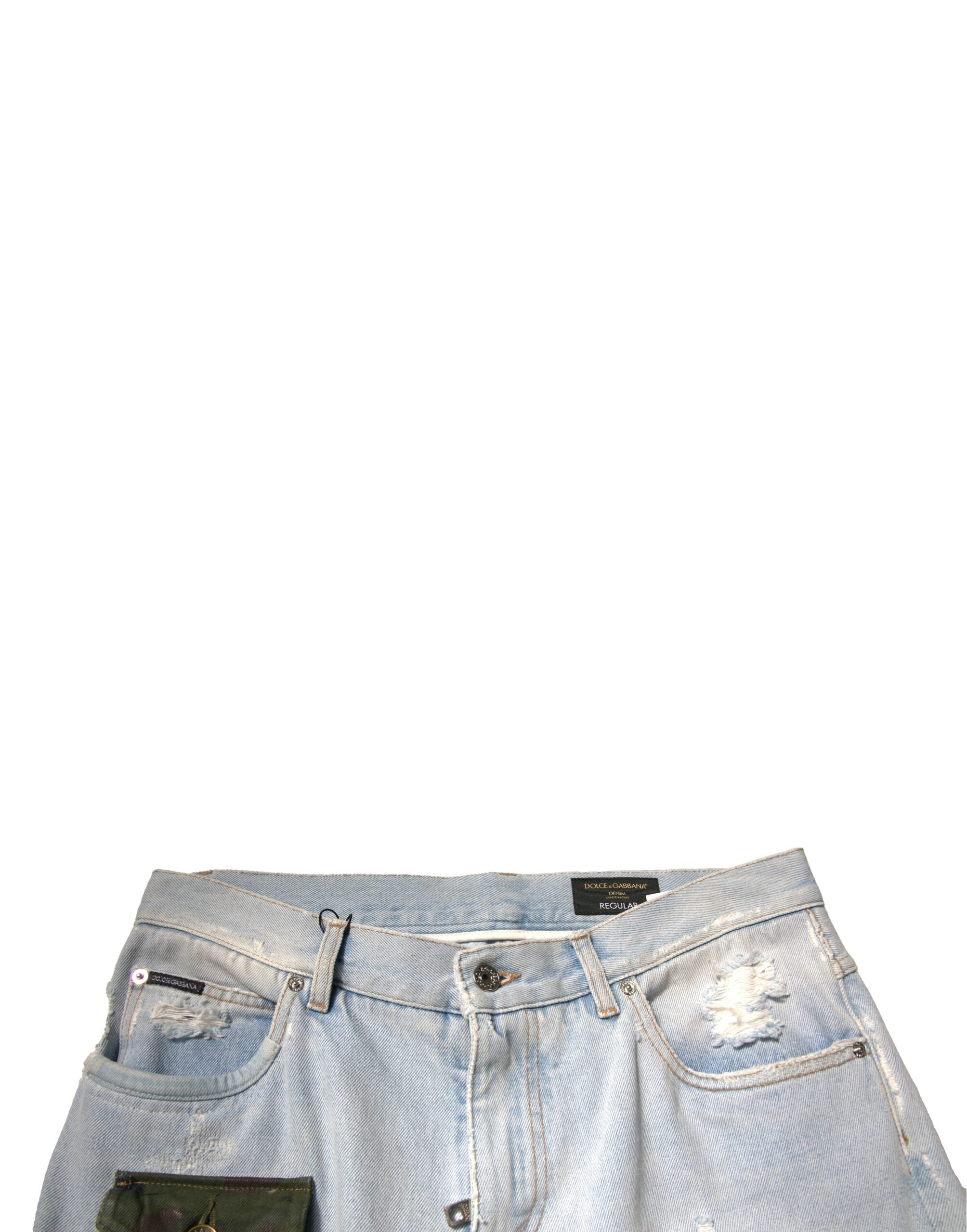 Dolce & Gabbana Hellblaue Cotton Cargo Straight Denim Jeans