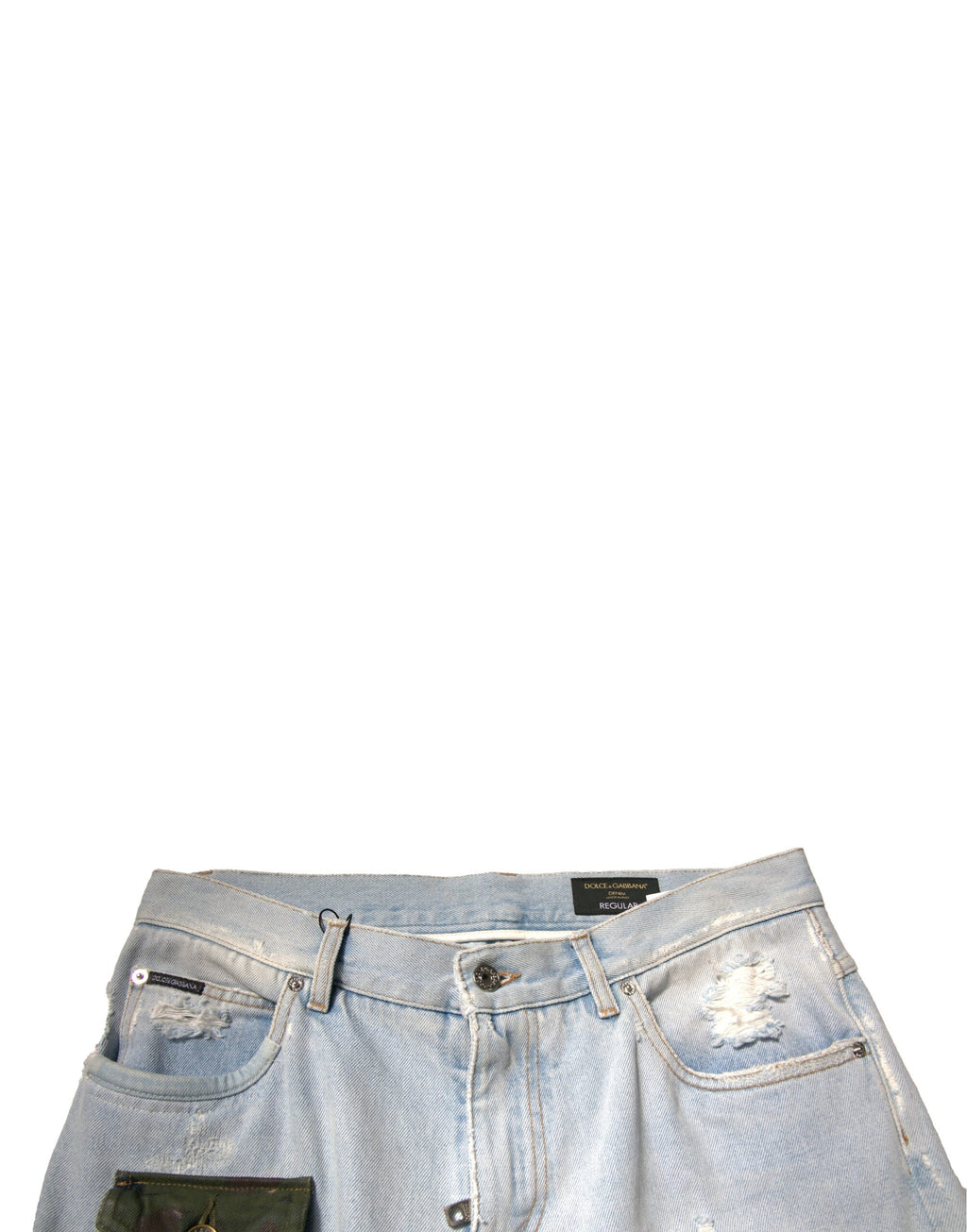 Dolce & Gabbana Hellblaue Cotton Cargo Straight Denim Jeans
