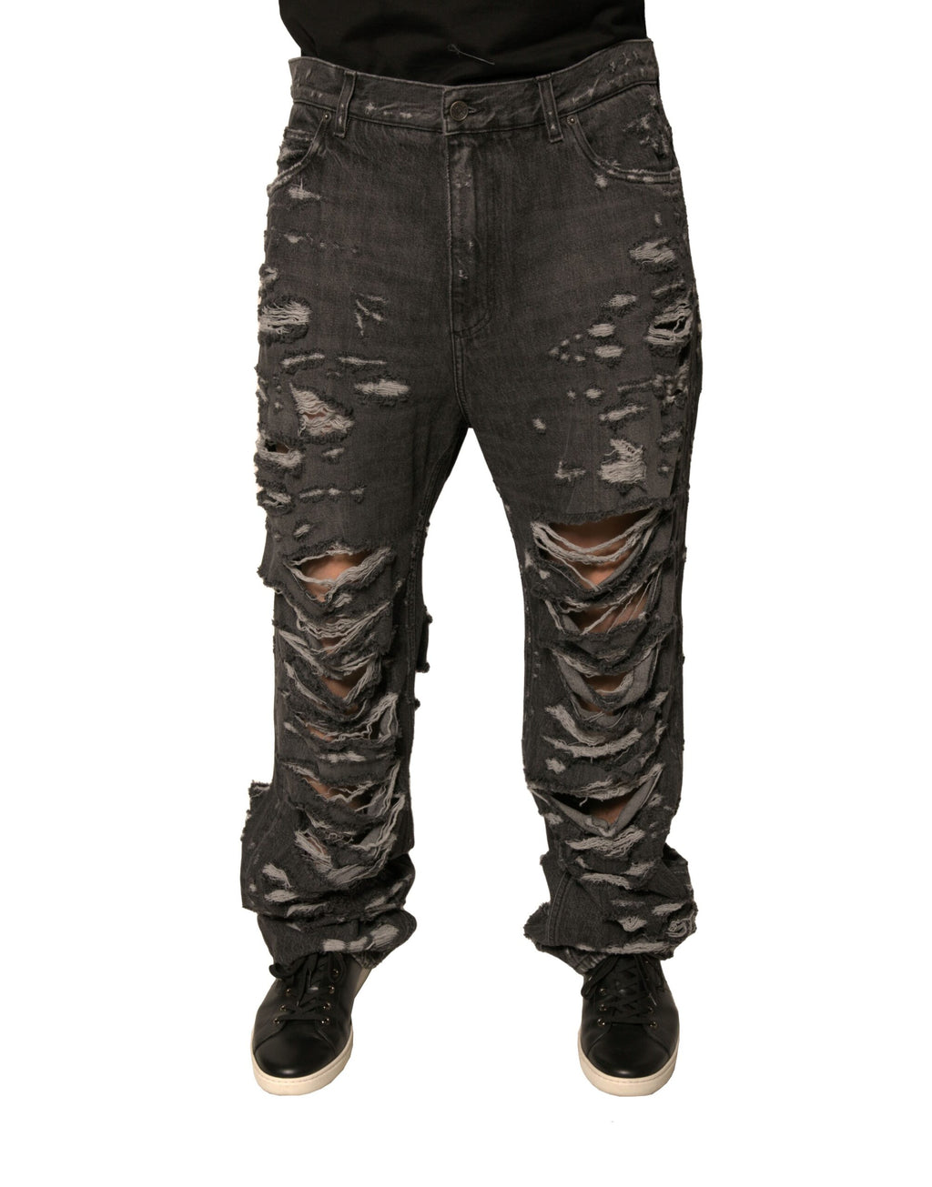 Dolce & Gabbana Gray Distressed Cotton Straight Men's Denim Jeans