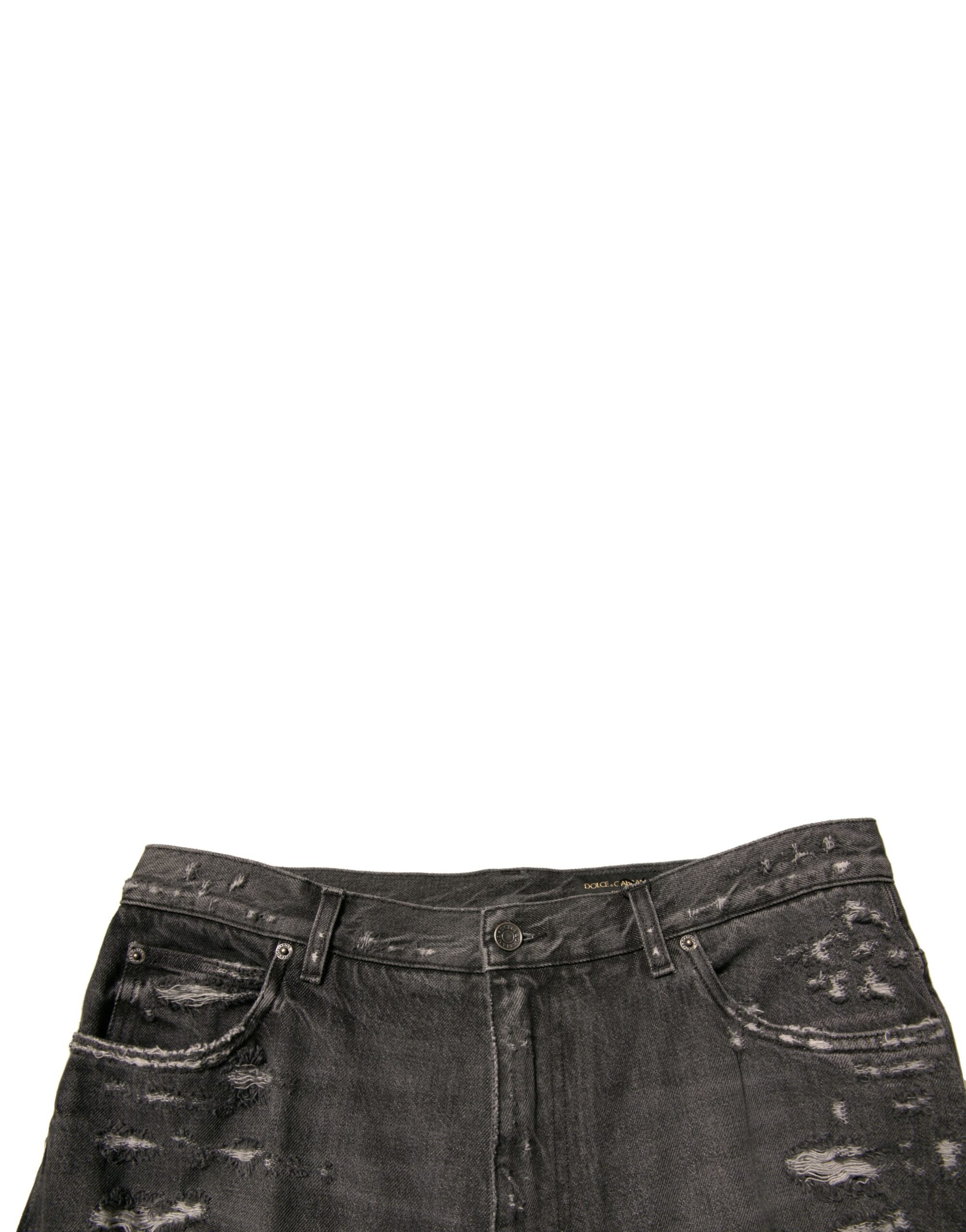 Dolce & Gabbana Gray Distressed Cotton Straight Men's Denim Jeans