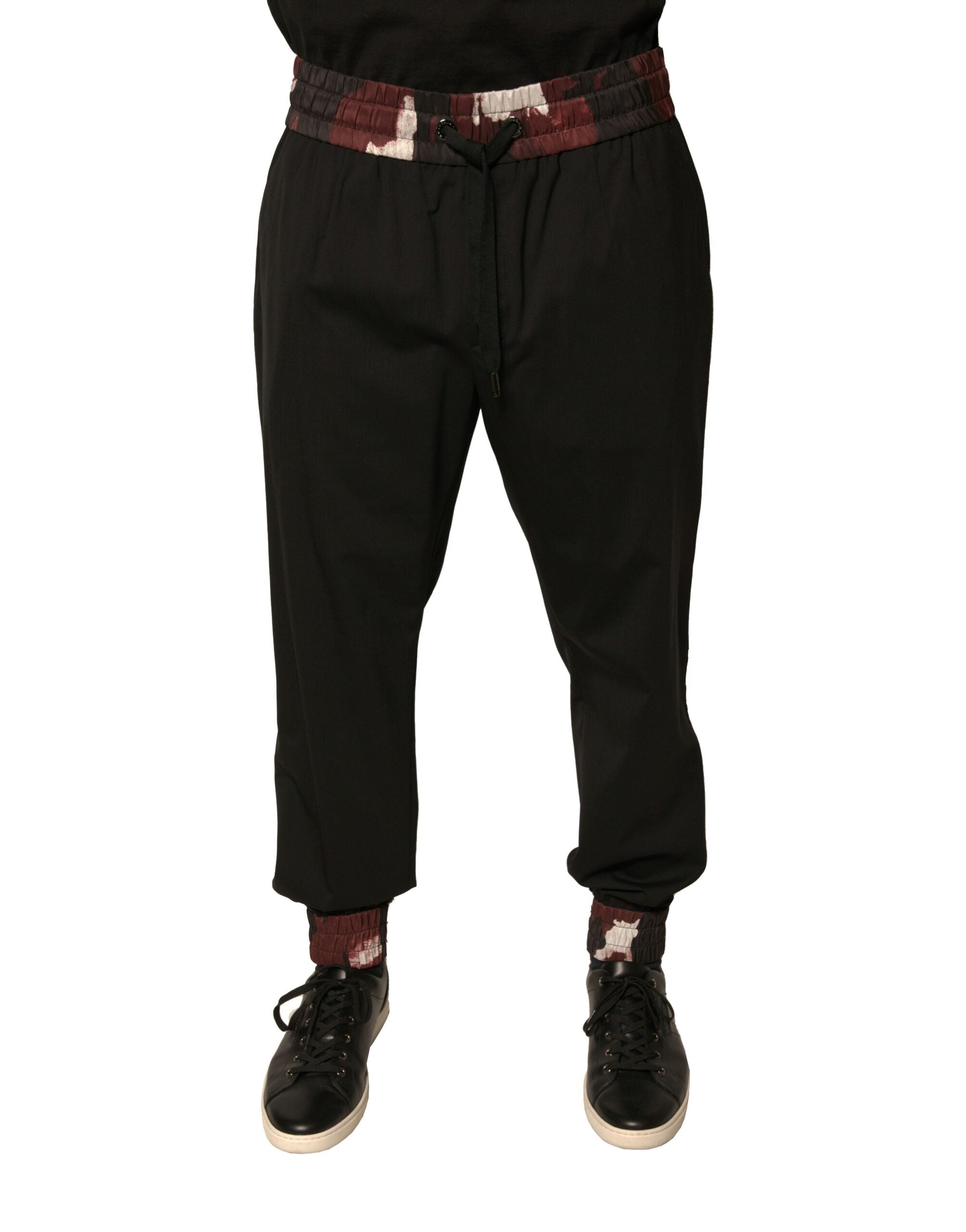 Dolce & Gabbana Black Camouflage Wool Jogger Sweatpants