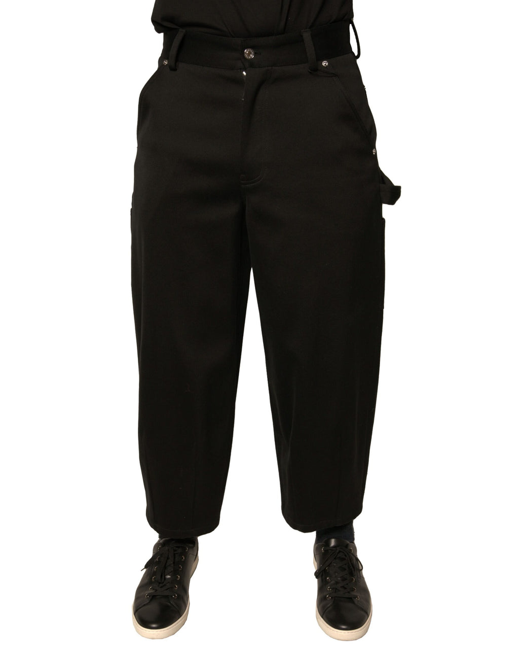 Dolce & Gabbana Schwarze Baumwoll-Cropped-Hose mit mittlerer Taille