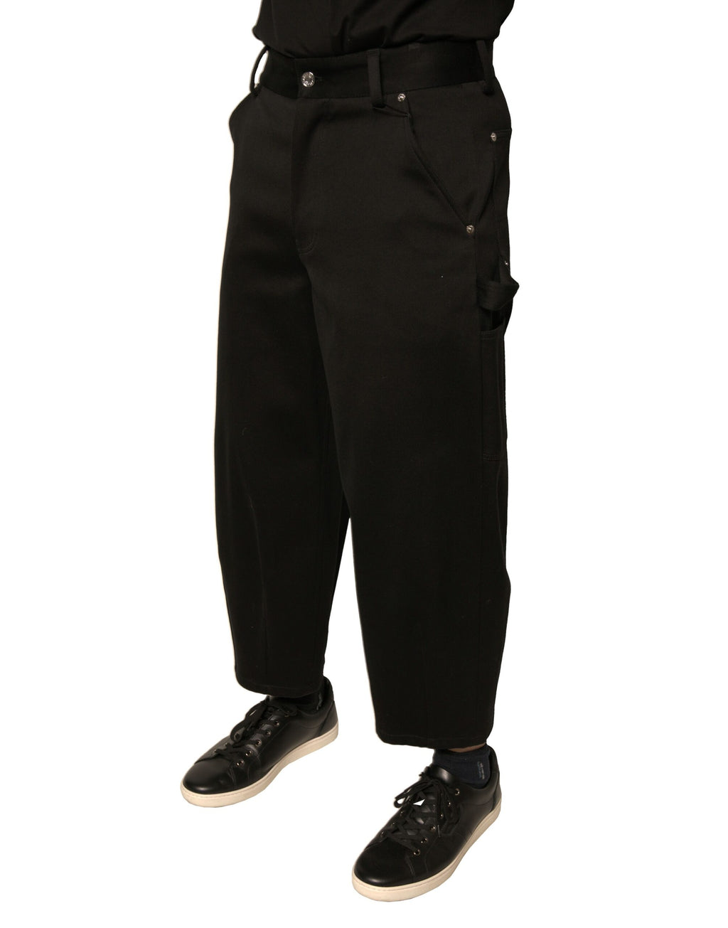 Dolce & Gabbana Schwarze Baumwoll-Cropped-Hose mit mittlerer Taille