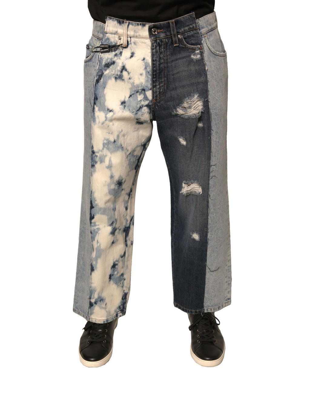Dolce & Gabbana Multicolor Patchwork Cotton Straight Men's Denim Jeans