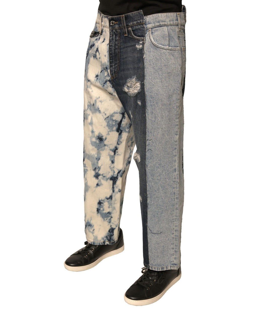 Dolce & Gabbana Multicolor Patchwork Cotton Straight Men's Denim Jeans