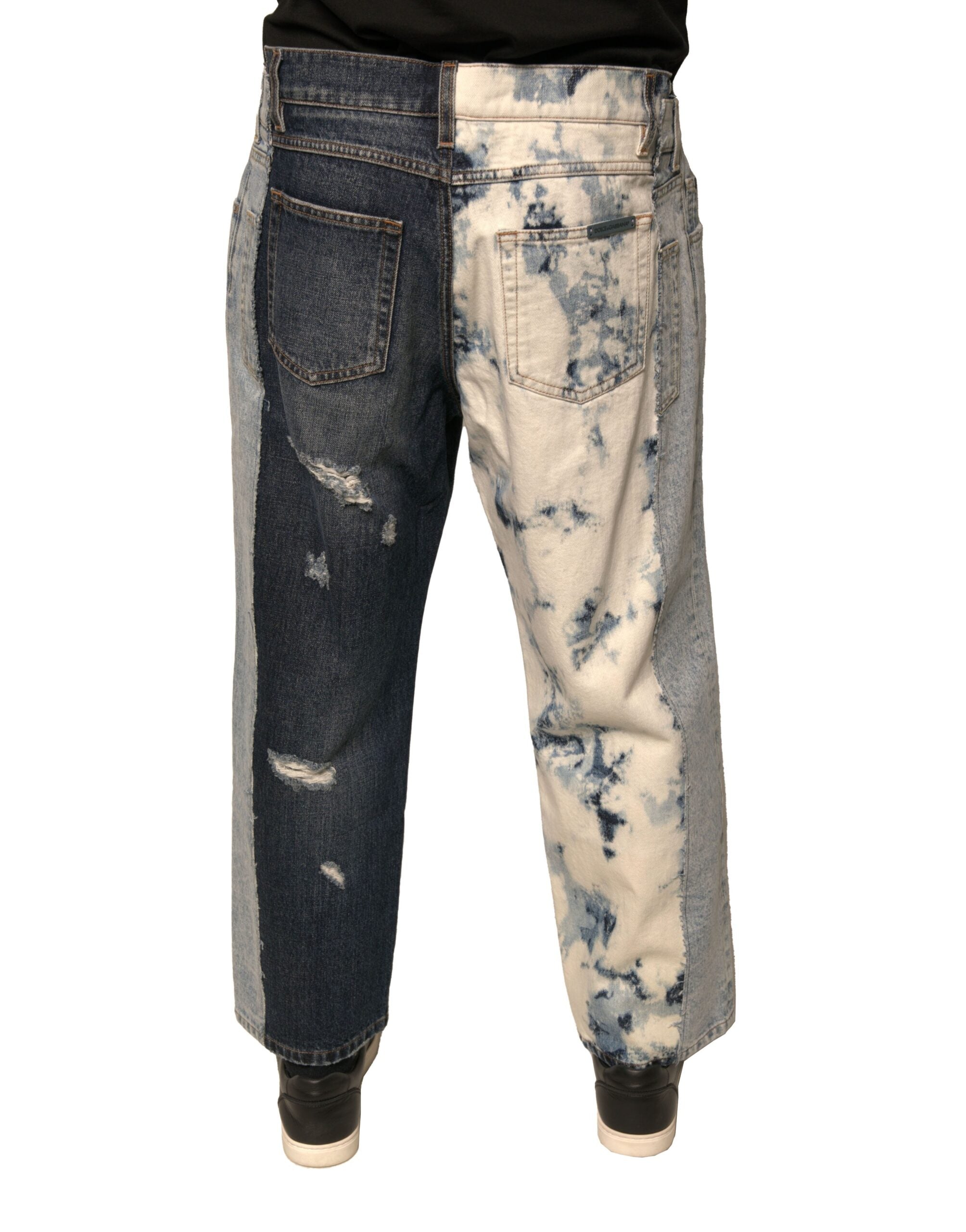 Dolce & Gabbana Multicolor Patchwork Cotton Straight Men's Denim Jeans