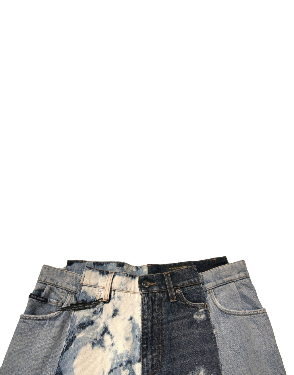 Dolce & Gabbana Multicolor Patchwork Cotton Straight Men's Denim Jeans