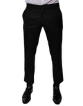 Dolce & Gabbana Schwarze konisch zulaufende formelle Anzughose aus Wolle