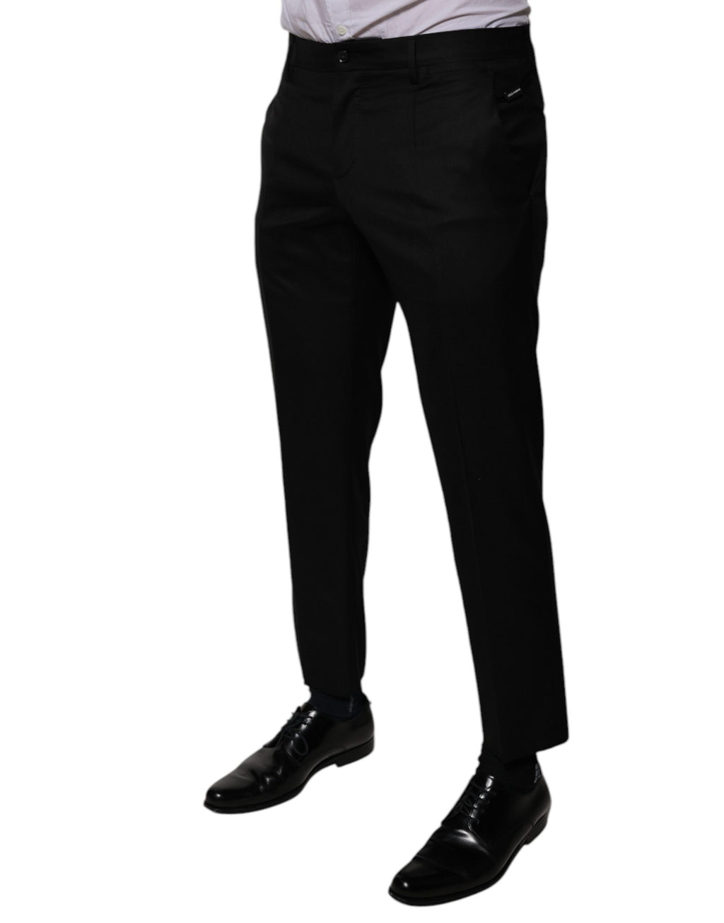 Dolce & Gabbana Schwarze konisch zulaufende formelle Anzughose aus Wolle