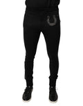 Dolce & Gabbana Schwarze Slim Fit-Hose aus Wolle mit Hufeisenverzierung
