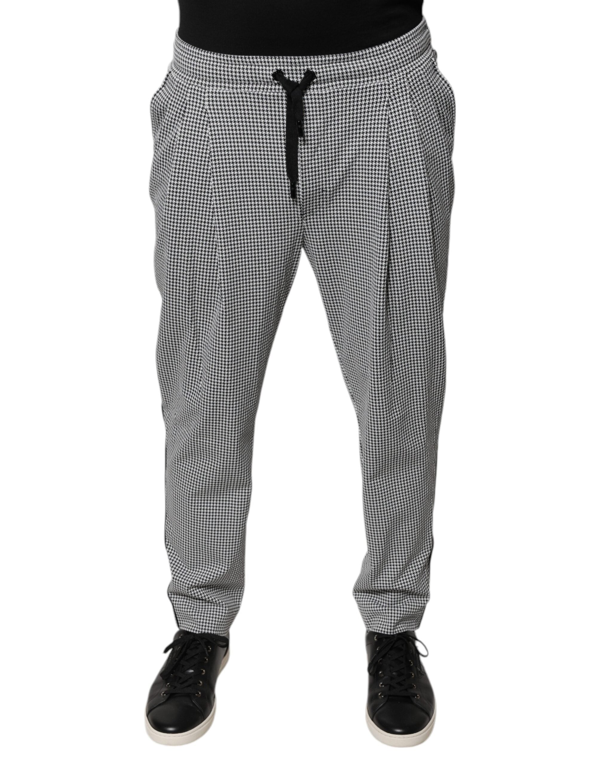 Dolce & Gabbana Schwarz Weiß Hahnentritt Skinny Dress Pants