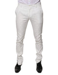 Dolce & Gabbana White Tapered Cotton Formal Trousers
