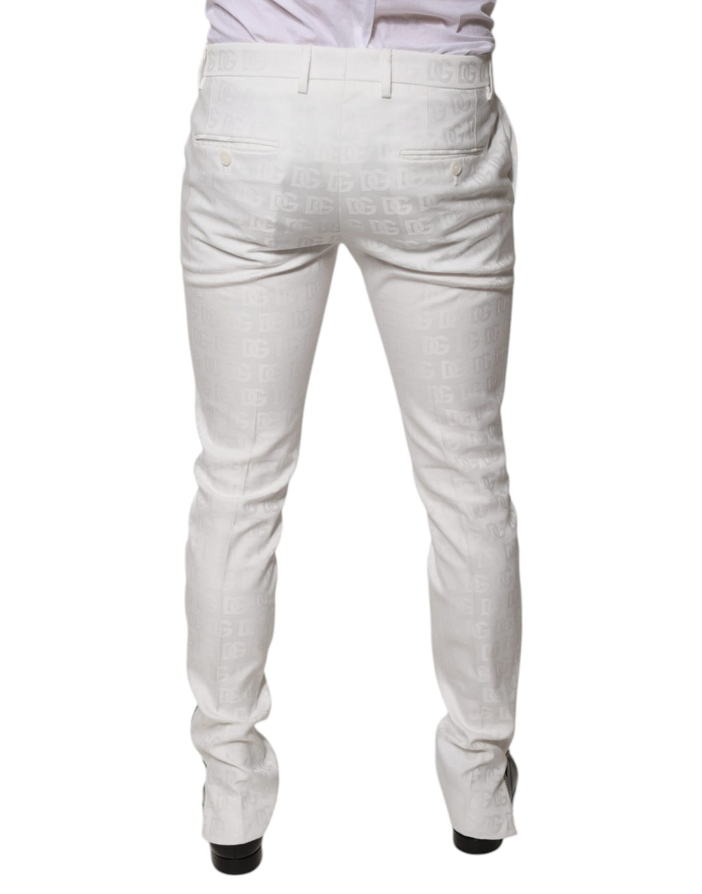 Dolce & Gabbana White Tapered Cotton Formal Trousers