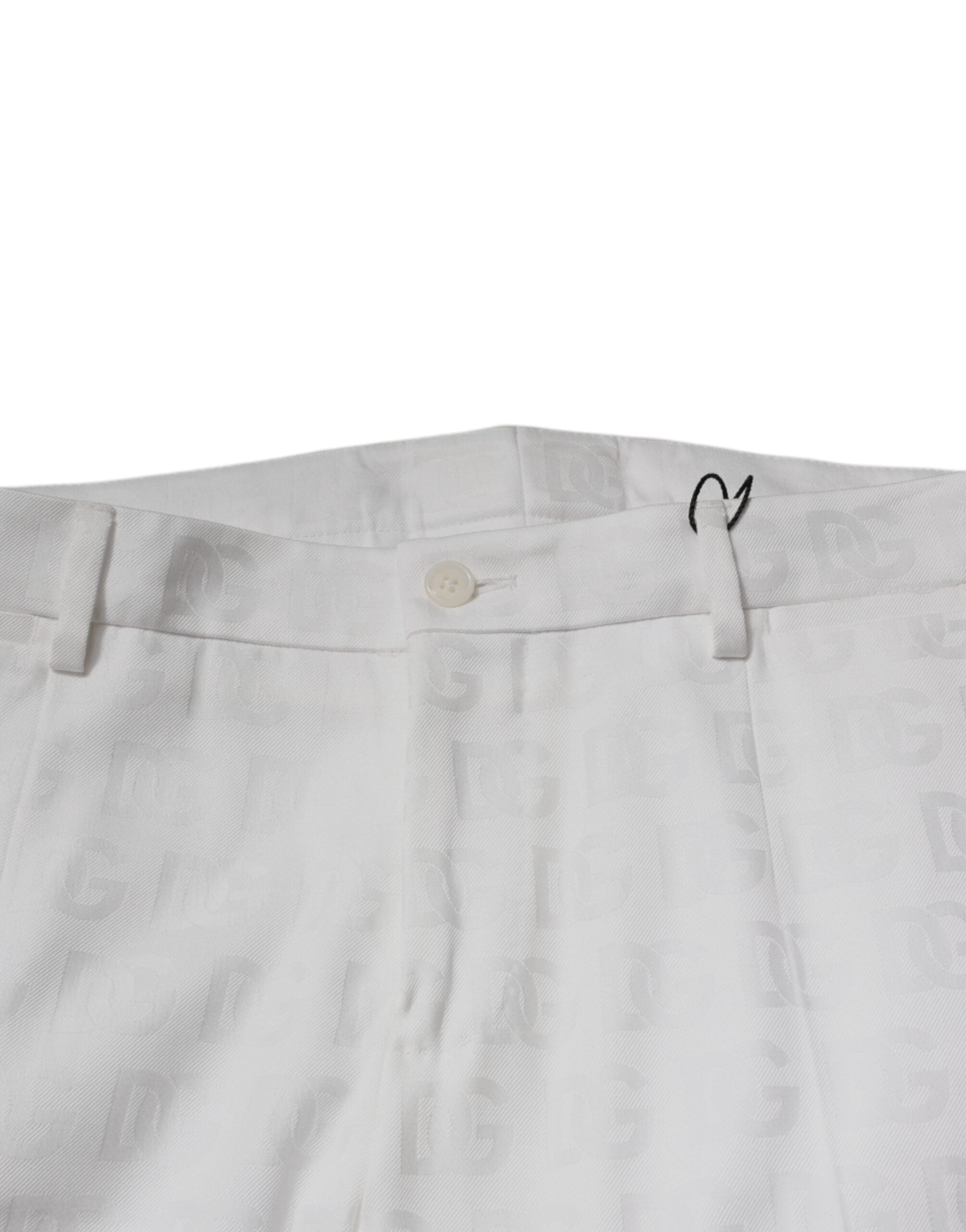 Dolce & Gabbana White Tapered Cotton Formal Trousers