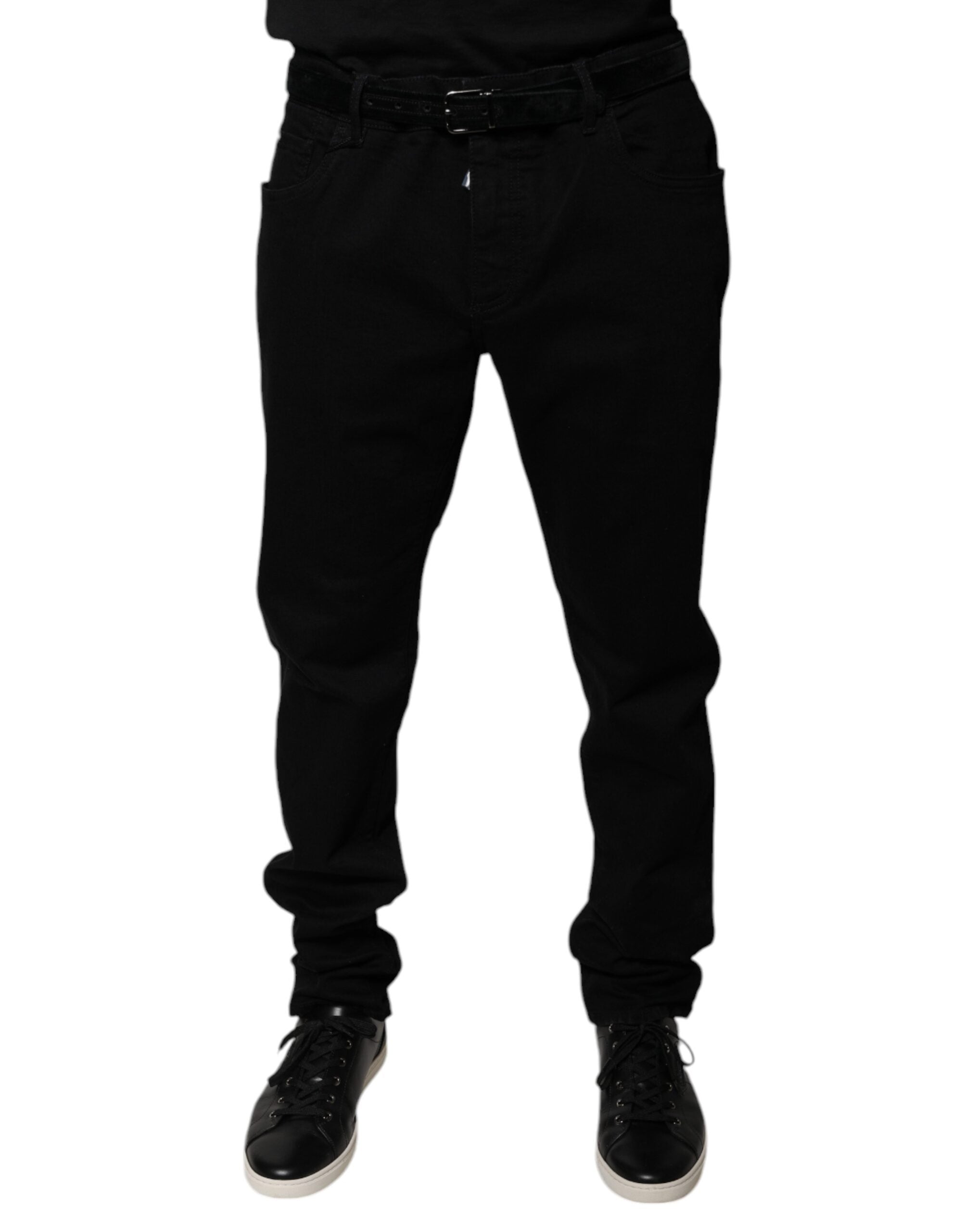 Dolce & Gabbana Schwarze Logo-Baumwoll-Stretch-Skinny-Jeans