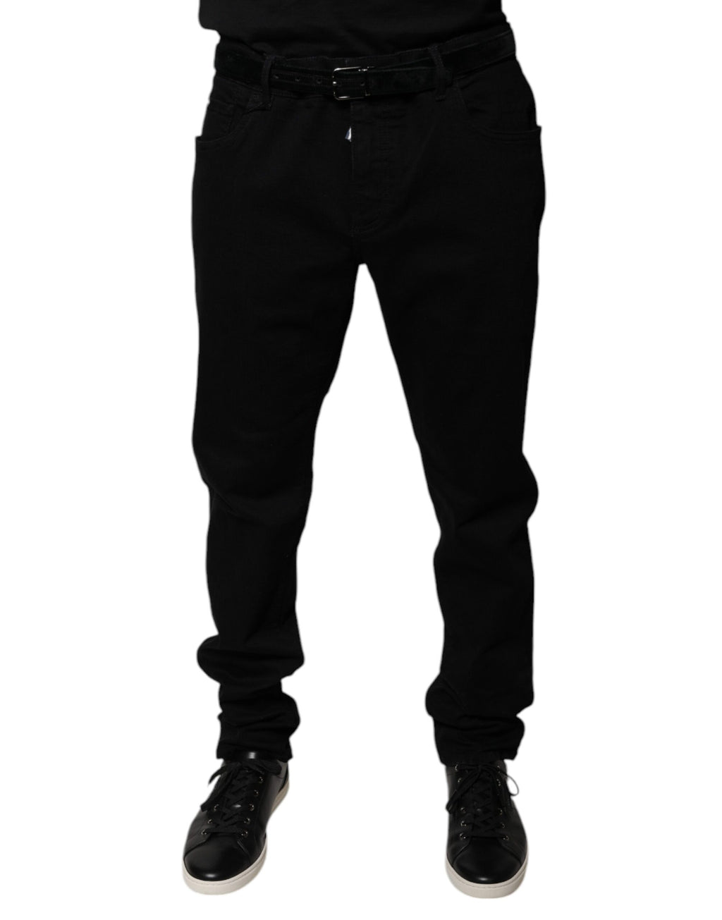 Dolce & Gabbana Schwarze Logo-Baumwoll-Stretch-Skinny-Jeans