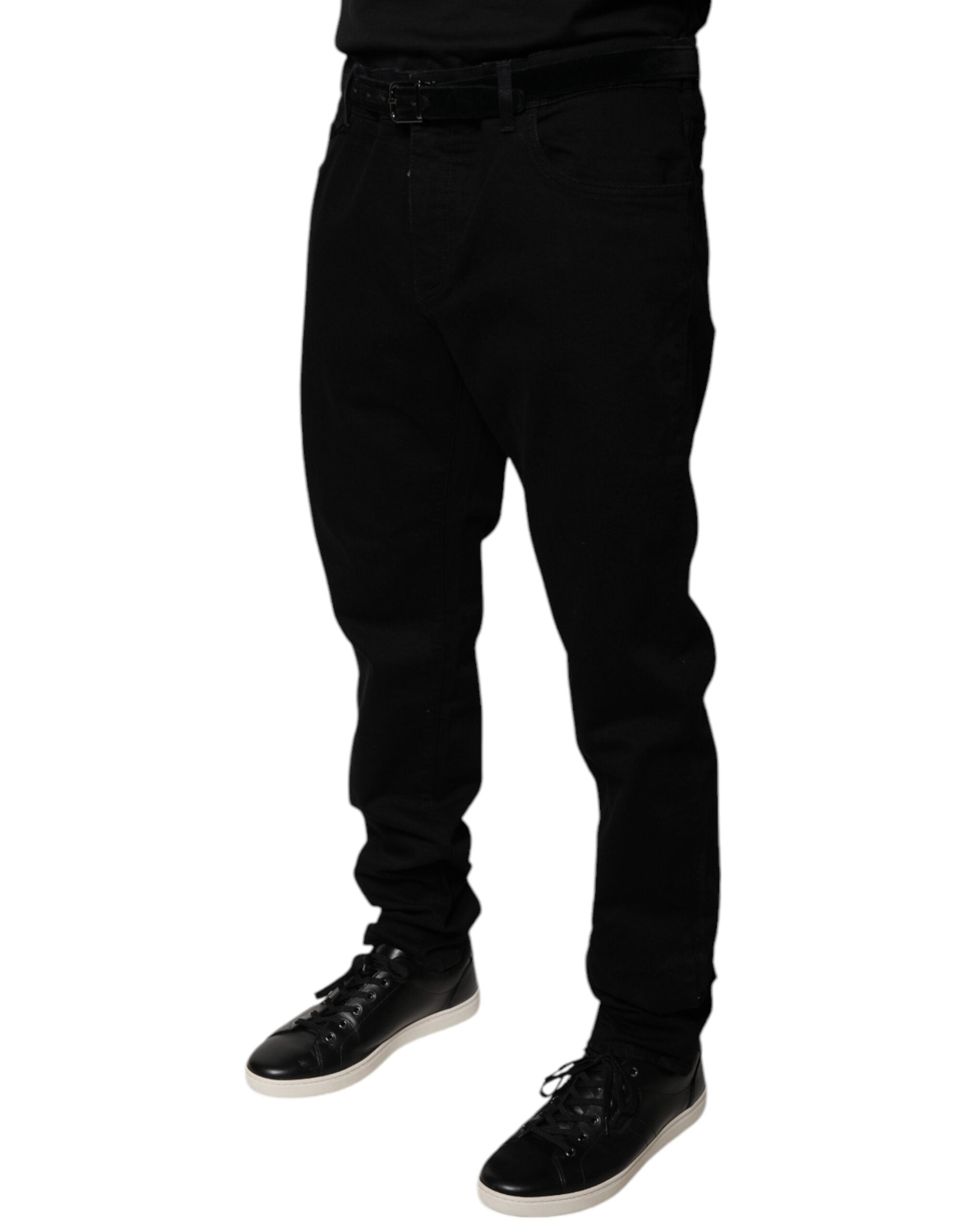 Dolce & Gabbana Schwarze Logo-Baumwoll-Stretch-Skinny-Jeans