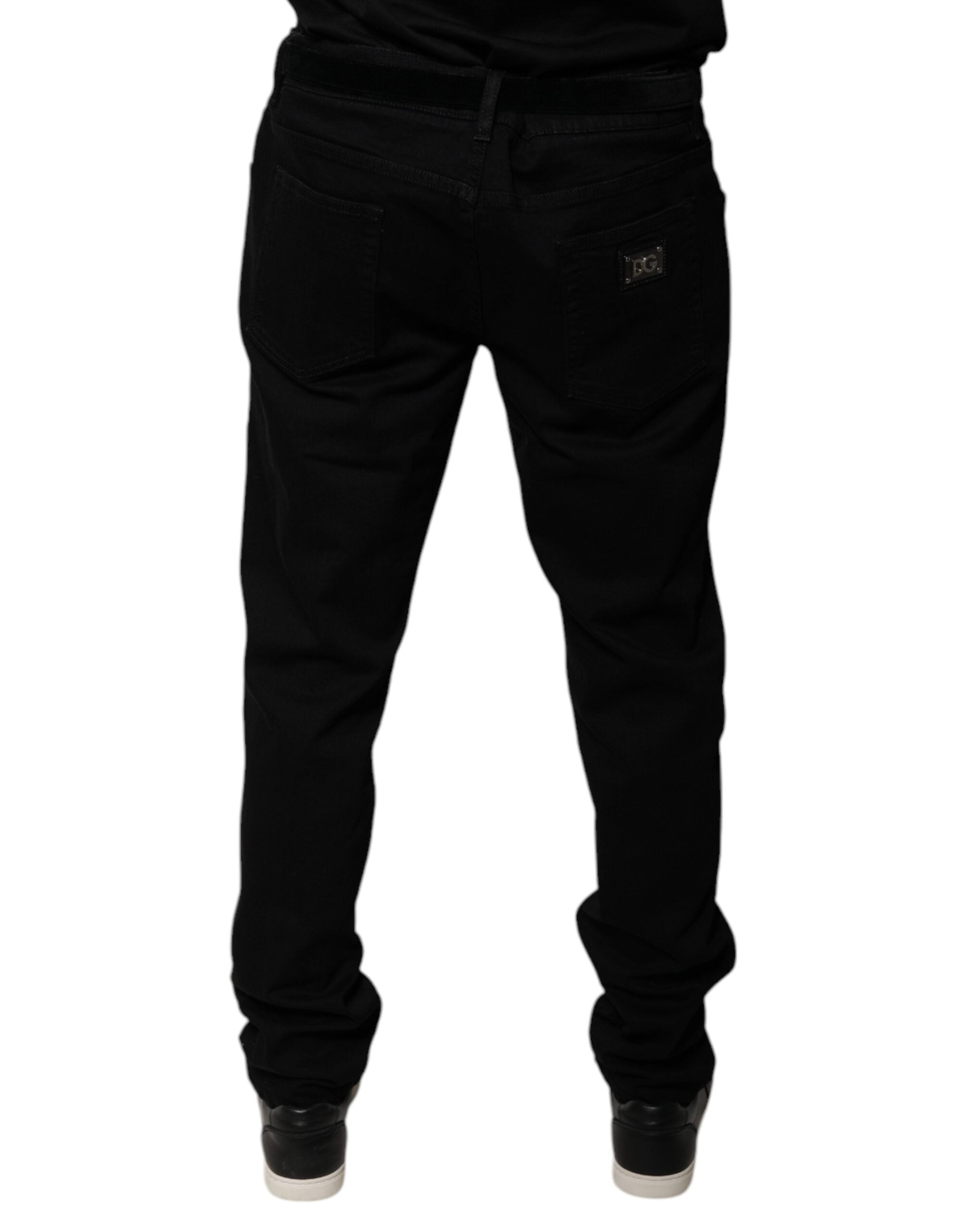 Dolce & Gabbana Schwarze Logo-Baumwoll-Stretch-Skinny-Jeans