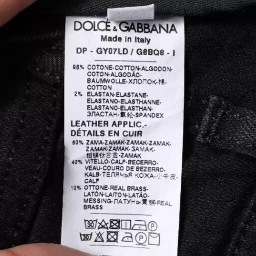 Dolce & Gabbana Schwarze Logo-Baumwoll-Stretch-Skinny-Jeans