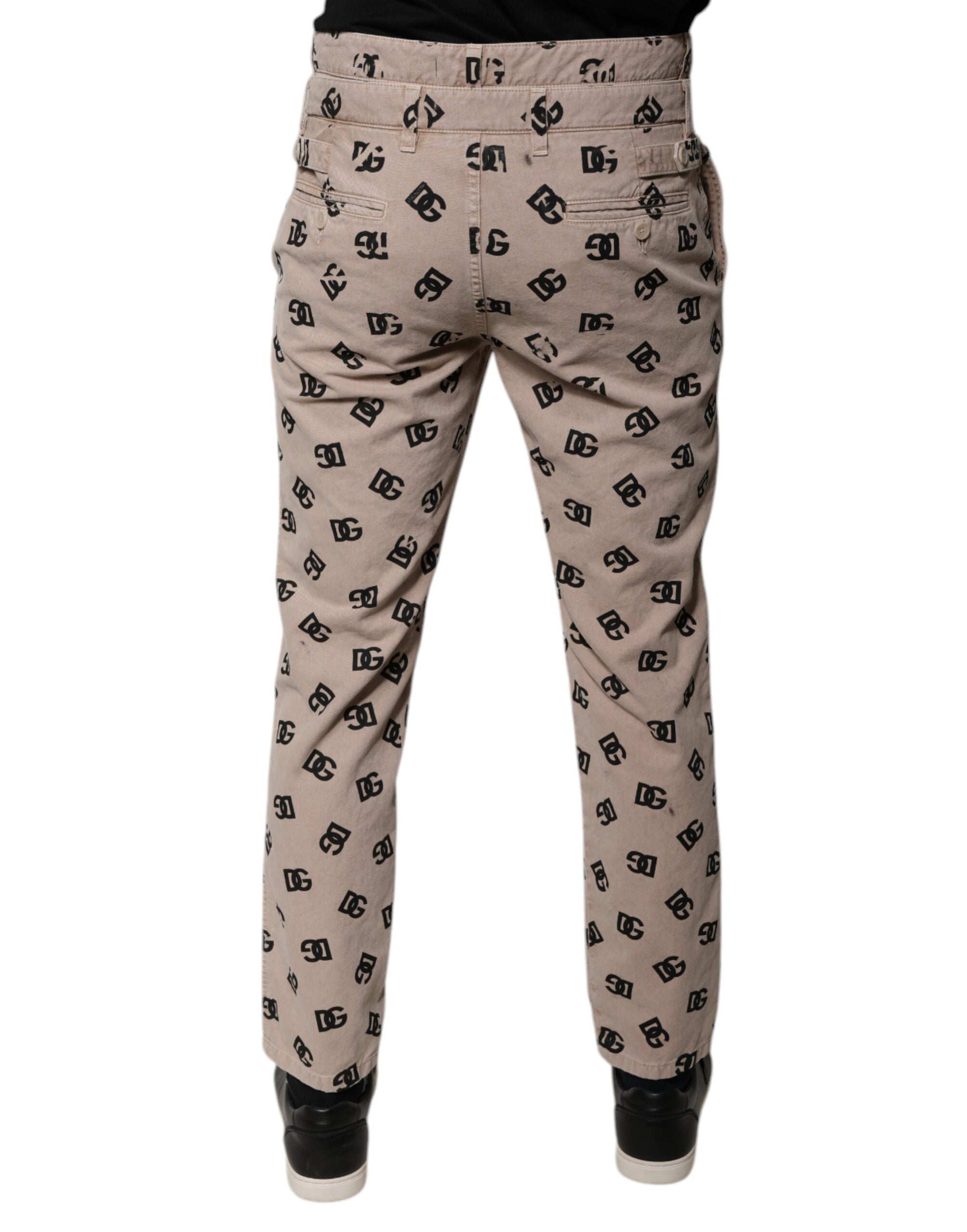 Dolce & Gabbana Beige Logo Baumwolle Skinny Denim Jeans