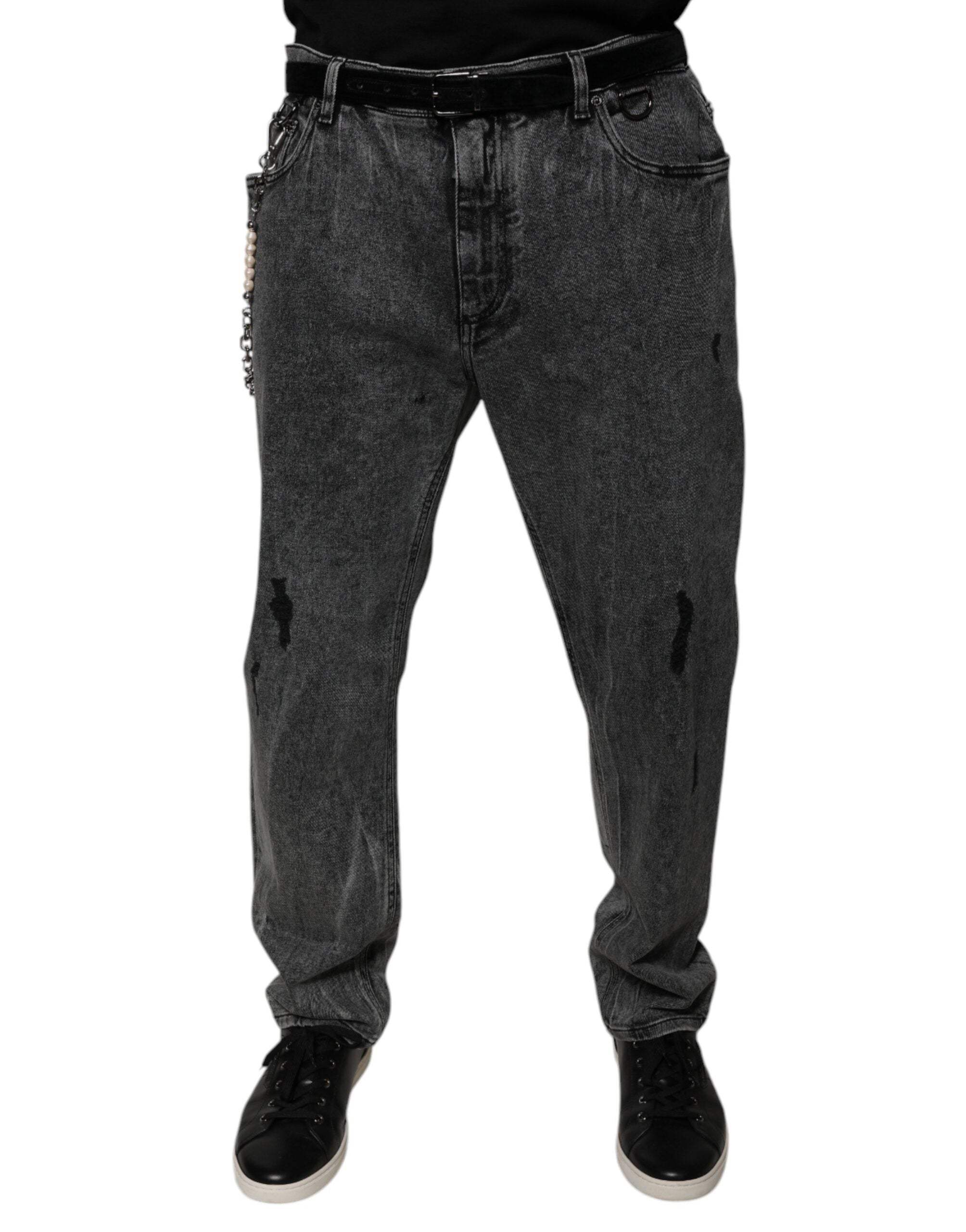 Dolce & Gabbana Dunkelgraue Skinny Denim Jeans aus Baumwolle