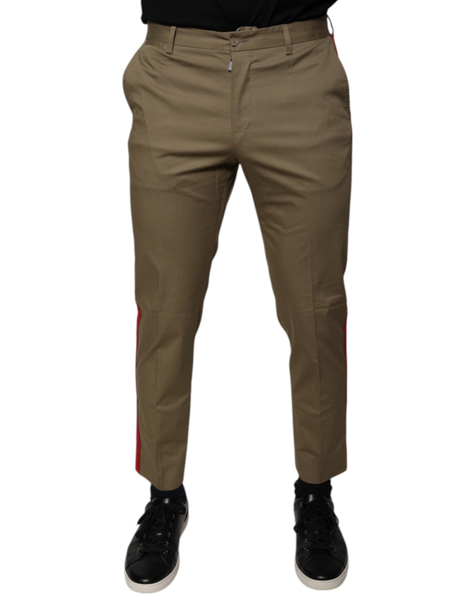Dolce & Gabbana Brown Logo Men's Casual Tapered Pants