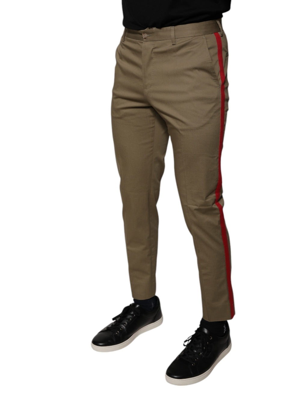 Dolce & Gabbana Brown Logo Men's Casual Tapered Pants