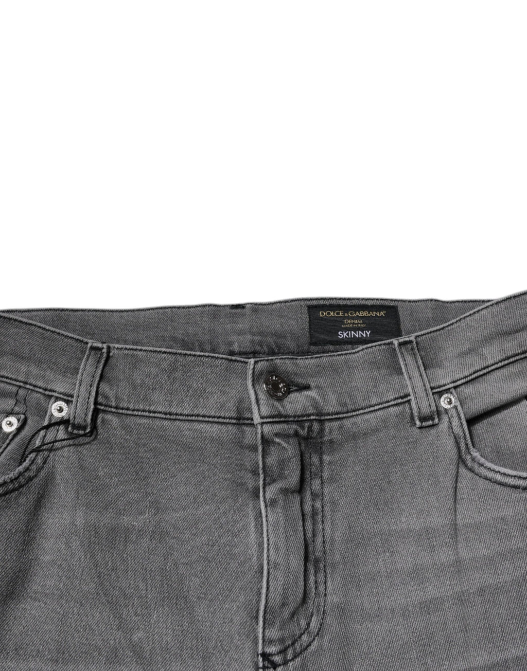 Dolce & Gabbana Grey Graphic Print Cotton Skinny Denim Jeans