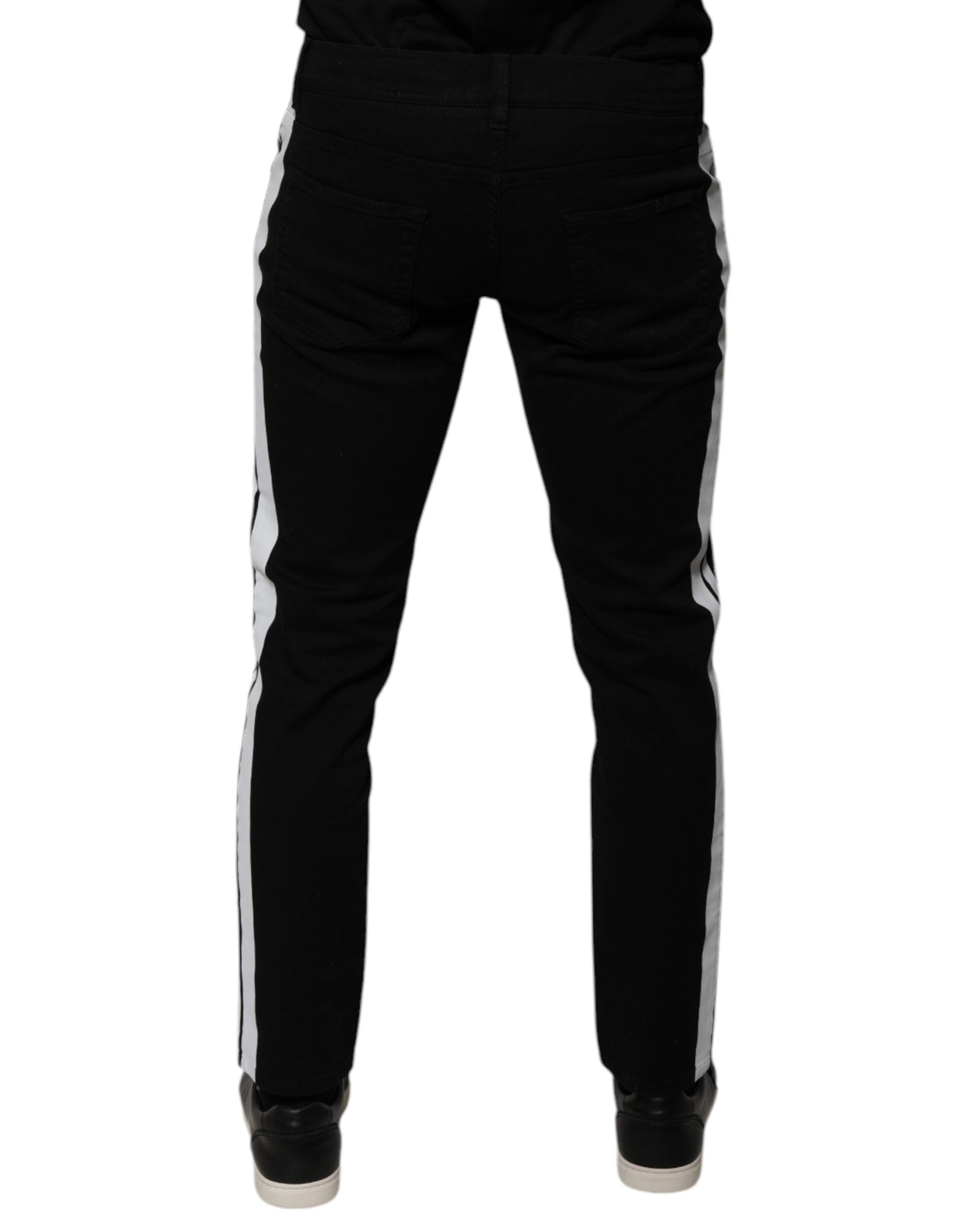 Dolce & Gabbana Schwarze Krone Weißes Innenfutter Skinny Denim Jeans