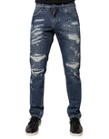 Dolce & Gabbana Blue Ripped Skinny Denim Jeans in Cotton