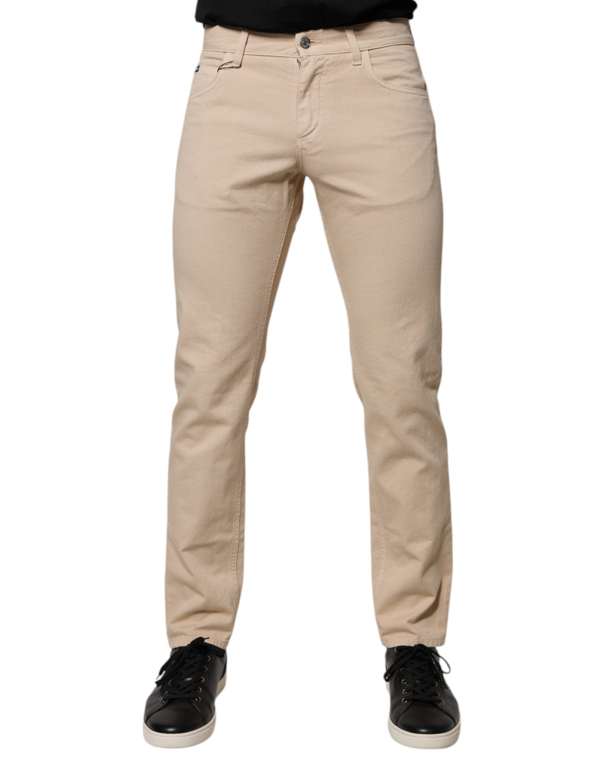 Dolce & Gabbana Beige Cotton Stretch Regular Men's Denim Jeans