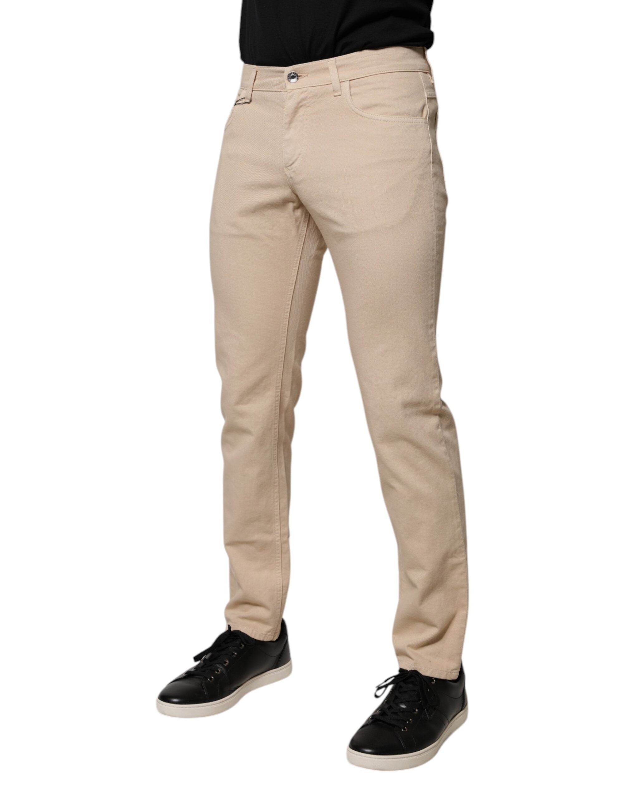 Dolce & Gabbana Beige Cotton Stretch Regular Men's Denim Jeans