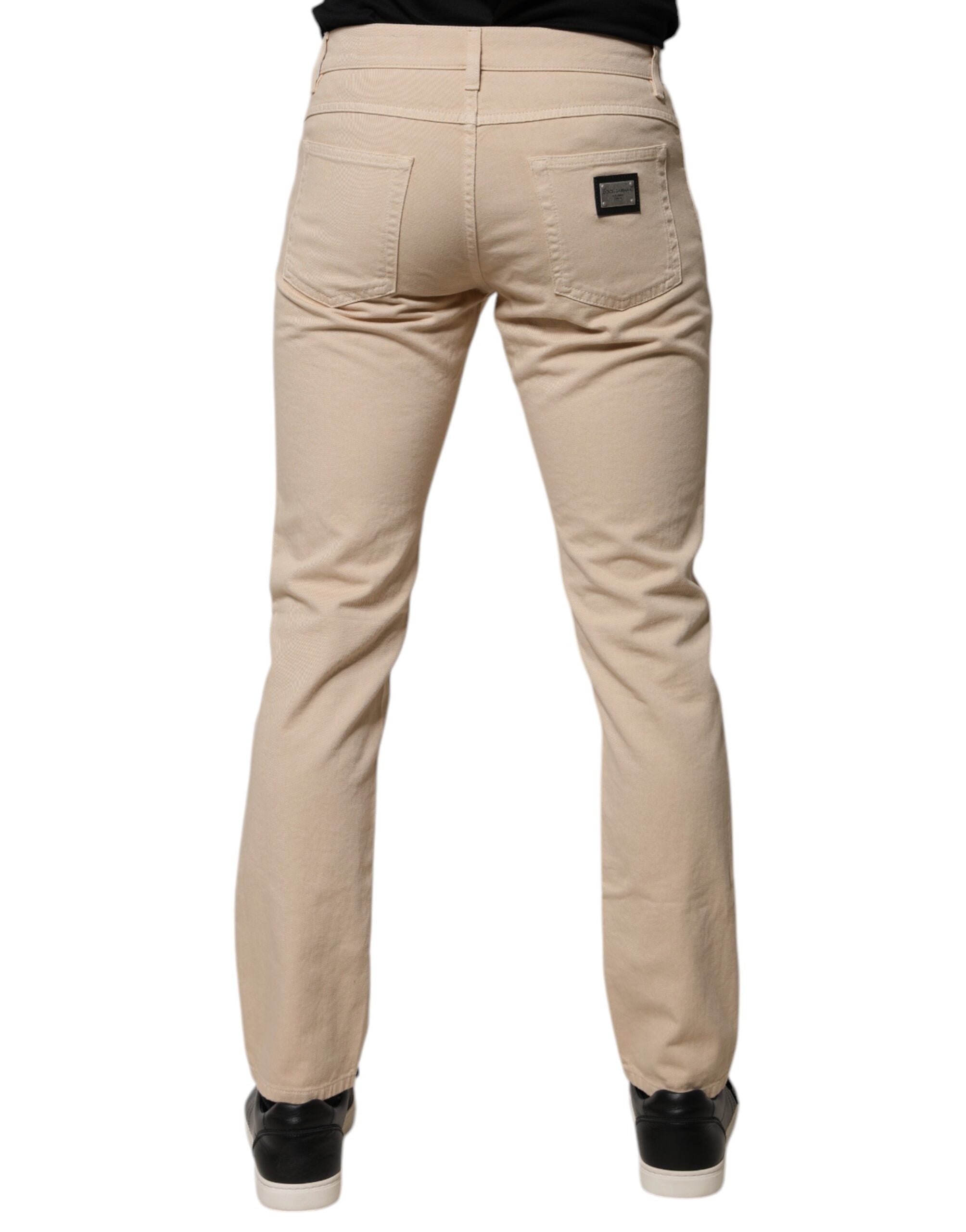 Dolce & Gabbana Beige Cotton Stretch Regular Men's Denim Jeans