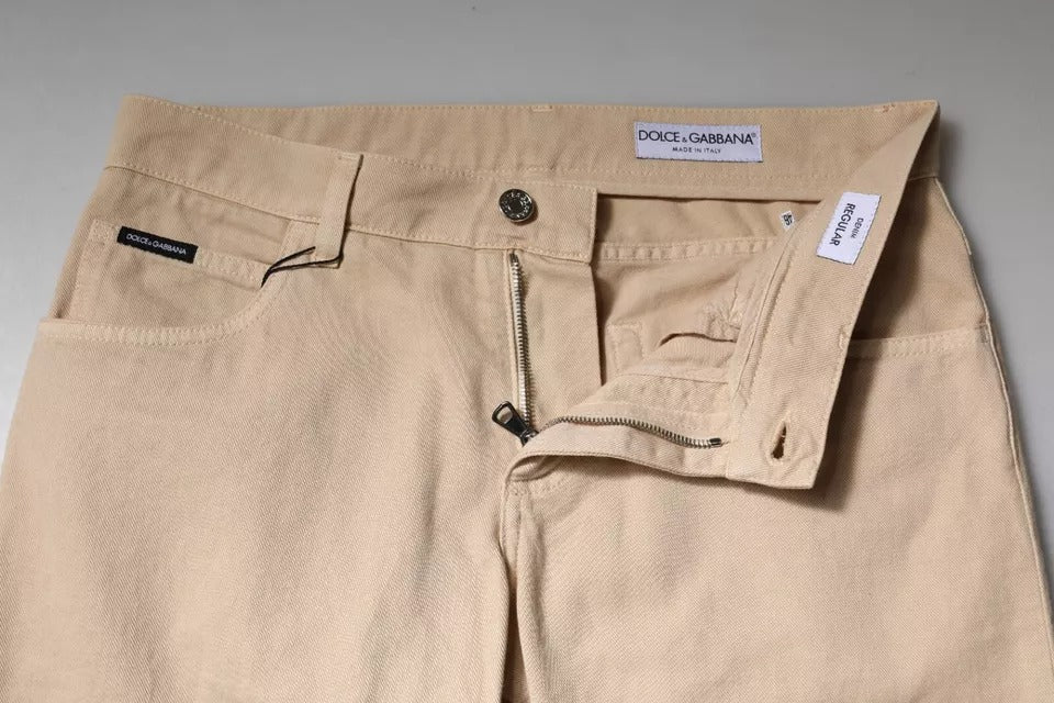 Dolce & Gabbana Beige Cotton Stretch Regular Men's Denim Jeans