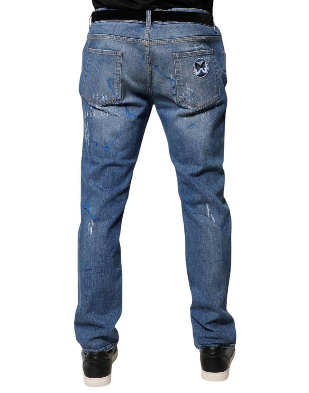 Dolce & Gabbana Blue Distressed Denim Cotton-Stretch Skinny Jeans