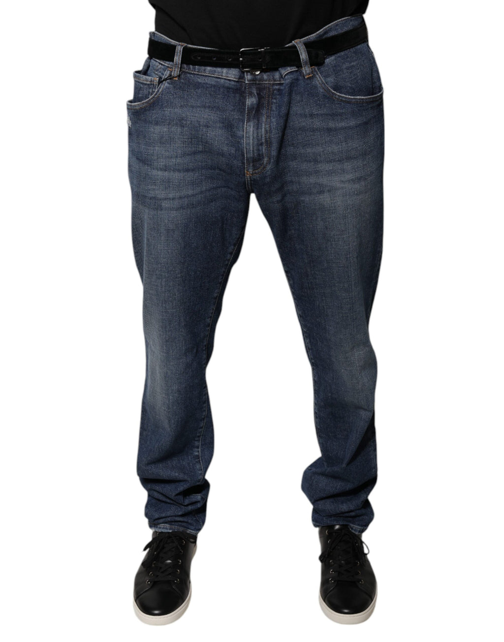 Dolce & Gabbana Dunkelblaue Logo-Skinny-Denim-Jeans aus Baumwolle