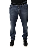 Dolce & Gabbana Dunkelblaue Logo-Skinny-Denim-Jeans aus Baumwolle