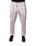 Dolce & Gabbana White Cotton Striped Dress Skinny Pants
