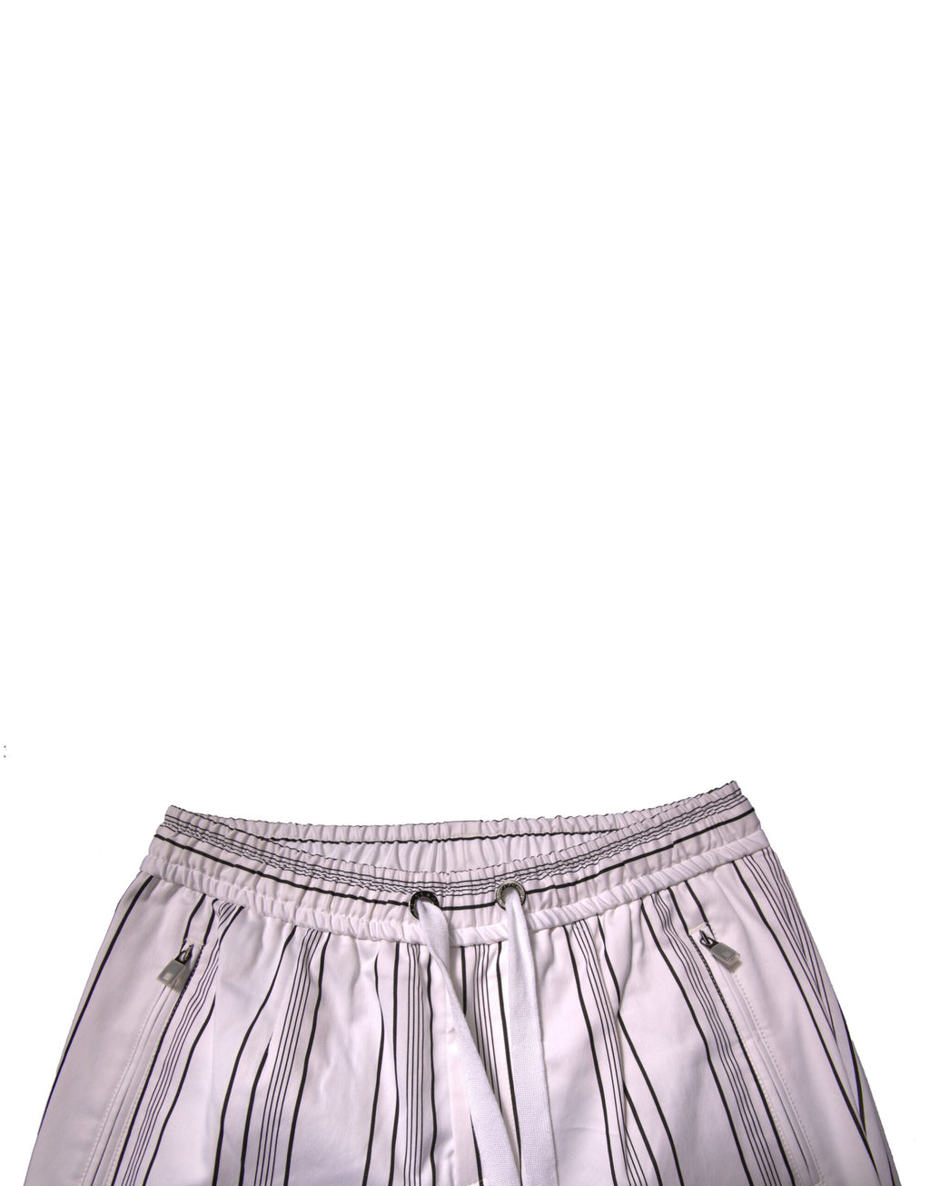 Dolce & Gabbana White Cotton Striped Dress Skinny Pants